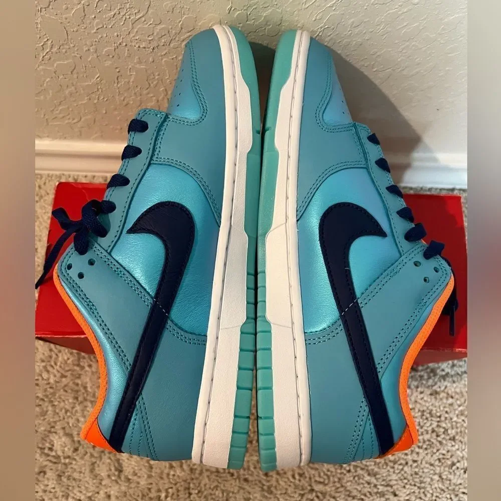 Nike Dunk Low SE Baltic Blue Total Orange Sneakers - Picture 6 of 11